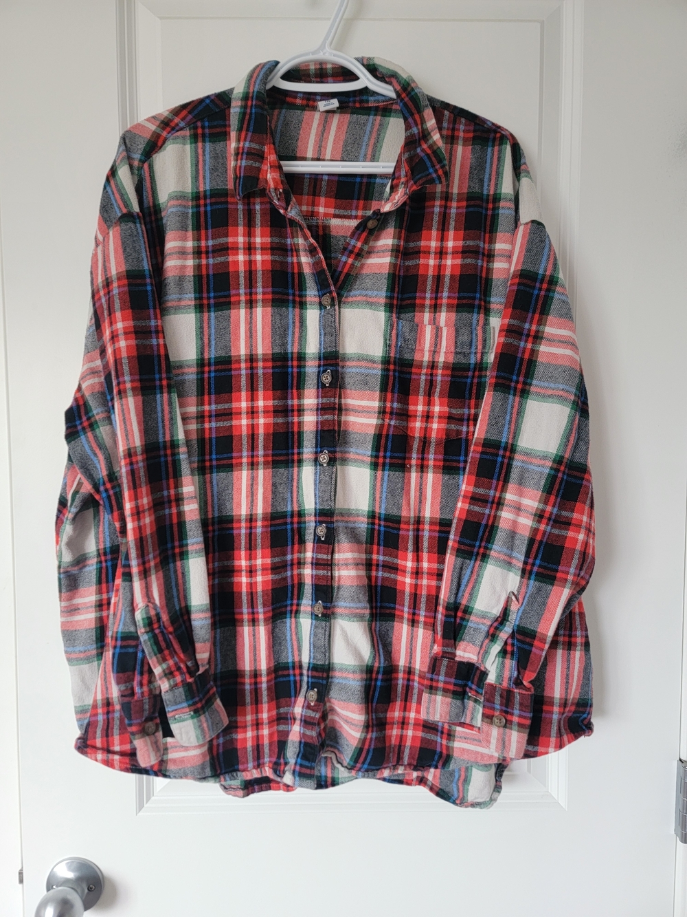 Women's Red Plaid Button-Up Shirt
